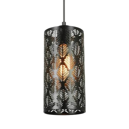 Mini suspension industrielle noire en métal avec abat-jour sculpté rétro Innovate