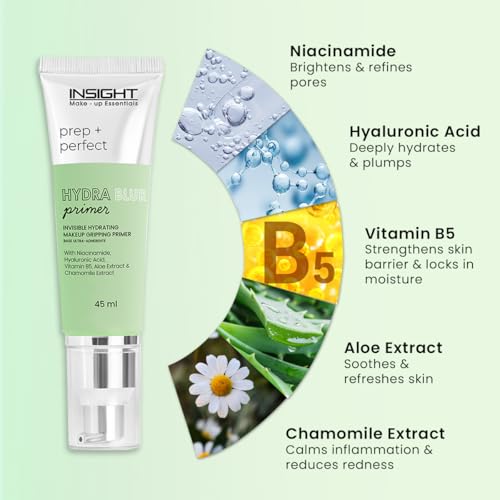 Image of INSIGHT Hydrablur Primer| Lightweight| Silicone-Free| Water-Based| Hydrating & Smoothing| Enriched with Niacinamide| Hyaluronic Acid| Acne-Prone| Non-Greasy| Fast-Absorbing Primer| All Skin Types - 45gm
