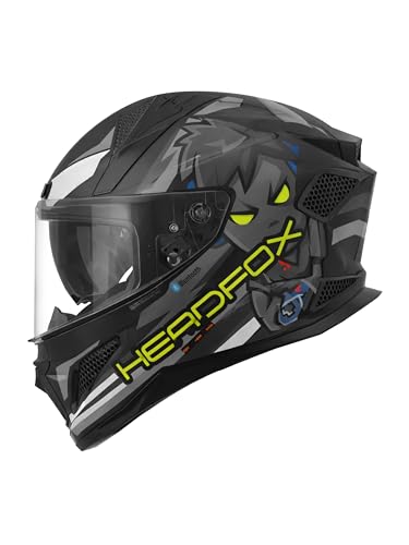 Image of HEADFOX N2F Shady Full Face Bluetooth Helmet for Bike | Waterproof Smart Helmet for Men & Women | ISI Certified | Built-in Bluetooth & LED Lights | Matte & Gloss Finish