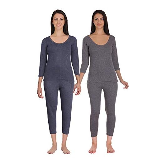 Selfcare Women Poly Cotton Thermal Top and Pyjama Set (Pack of 2 Set)(SW0364-3XL_Blue, Dark Grey_XXX-Large)