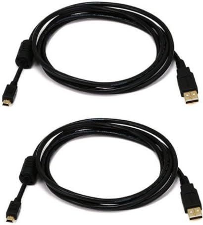 Mini USB Cable USB 2.0 Type A to Mini B Cable Data Sync & Charging Cable Compatible with Hero 3/4, Hero HD, PS3 Controller, MP3 Players, Dash Cam, Nikon, SatNav, GPS Receiver, PDAs, Camera - Length = 3M / 9.8 feet - [2-Pack]