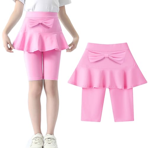 Girl's Knee Length Leggings Kids Girls Leggings with Skirt Athletic Pants for Girls Dance Running Yoga