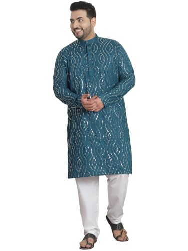 Sojanya Plus (Since 1958), Men's Pure Cotton Designer Kurta with White Churidar Pyjama