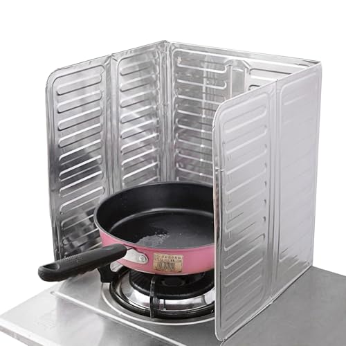 Splash Guard - Stove Splatter Guard | Aluminum 3-Sided Oil Splatter Guard | High Temperature Resistant Fryer Splash Guard | Foldable Grease Splatter Guard | Anti Splatter Shield
