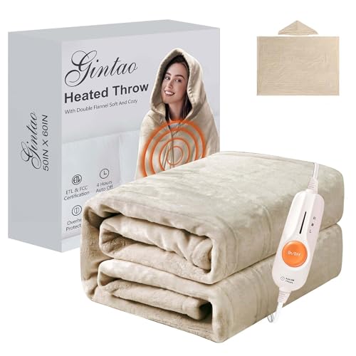 Gintao Heated Blanket Electric Throw with Detachable Hat&Snap Buttons,3 Heat