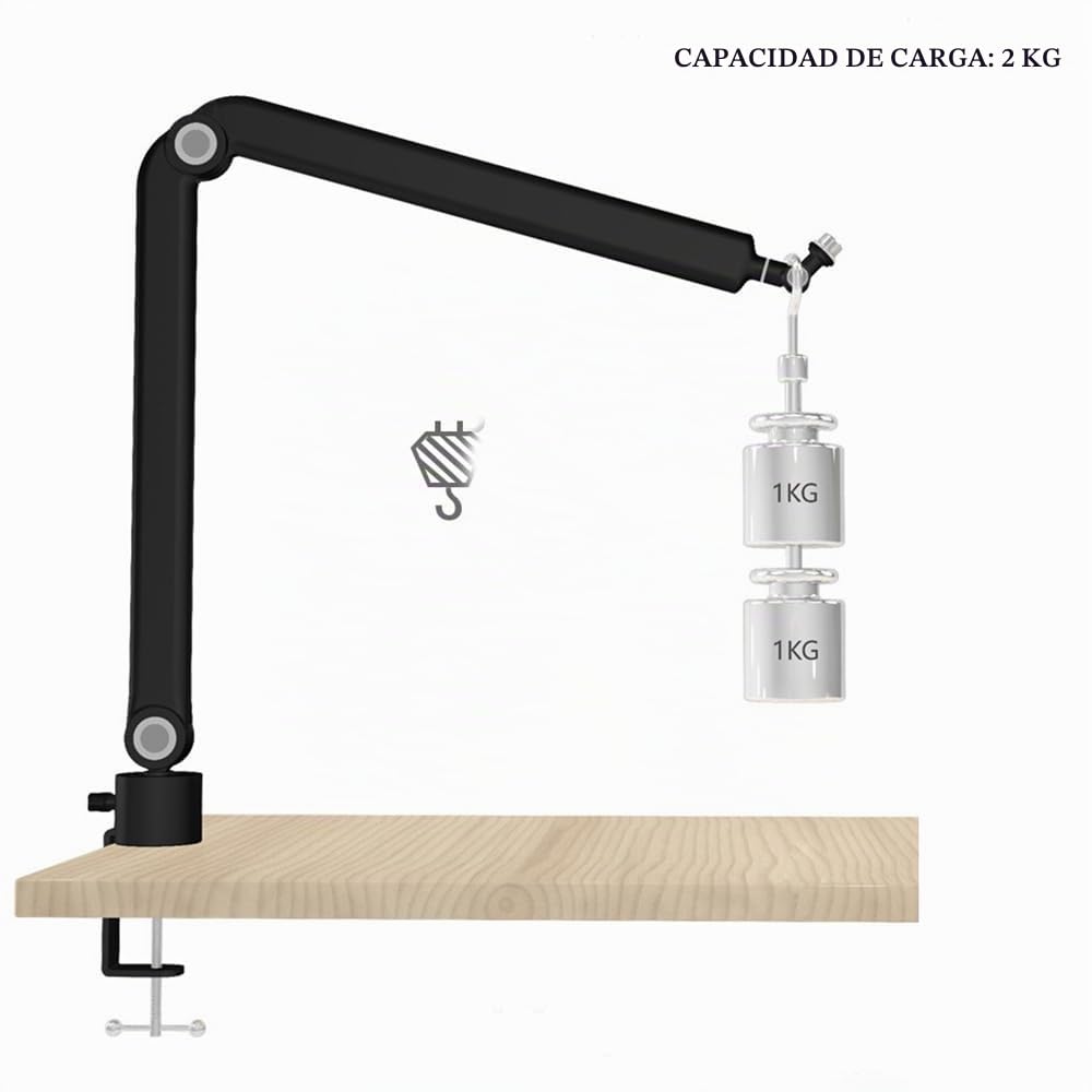 NEWFUN Brazo Microfono, Con Soporte Estable, Brazo Giratorio de 360 Grados, Ajuste de Altura Opcional y Adaptador de 3/8 a 5/8, para Equipos de Estudio