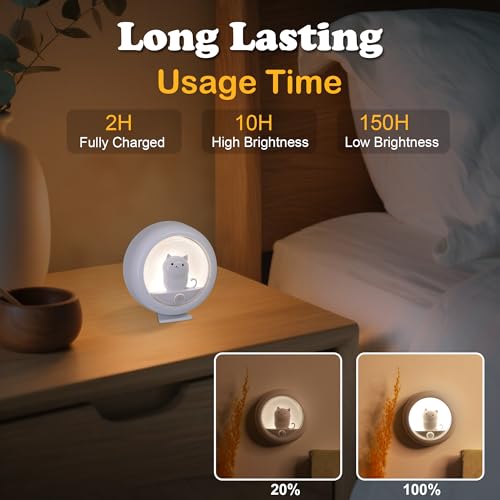 Image of Attivolife Cat Night Light Motion Sensor, Magnetic Rechargeable LED Lamp
