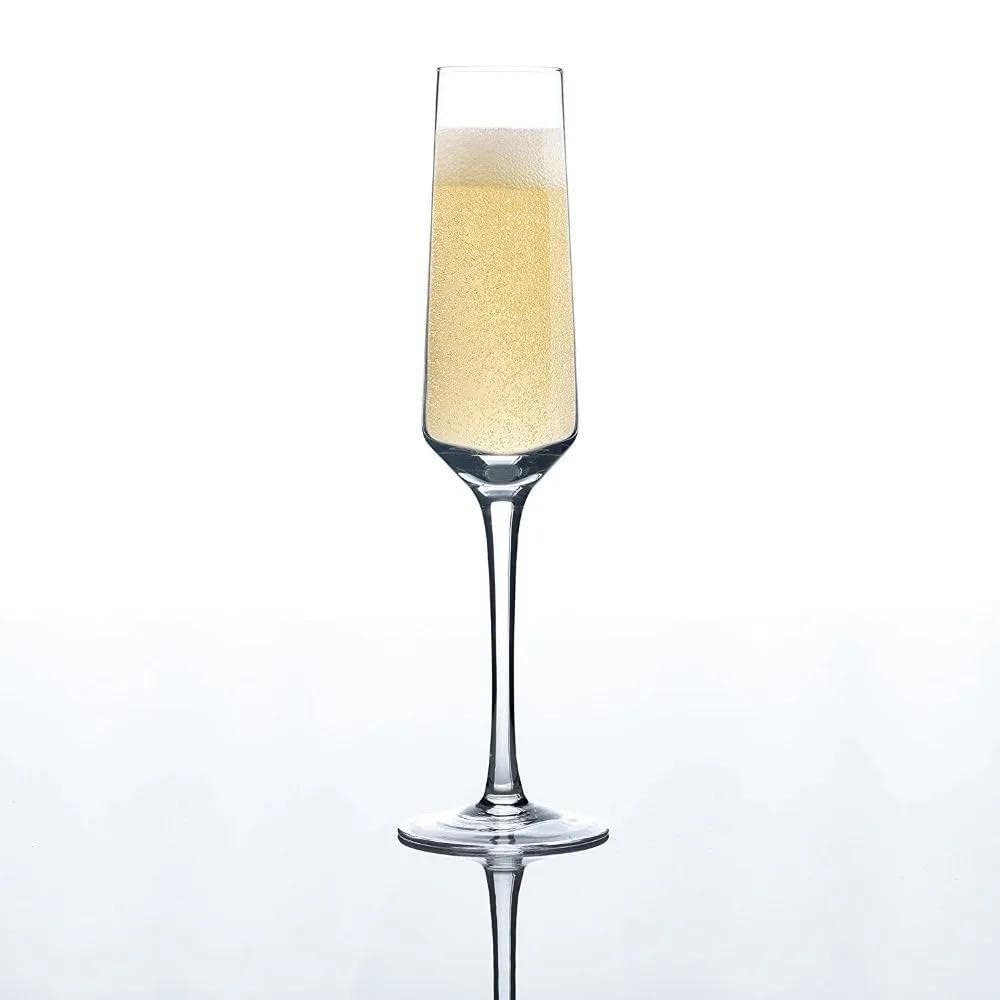PATRANI FASHION Wine Glasses Champagne Flutes 180 ML, Set of 2 Crystal Glass Hand Blown Edge Brandy Glasses, Premium Crystal Champagne, Sparkling Long Champagne Flutes, Wine, Whiskey 1