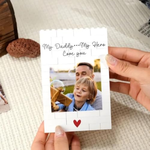 Rompecabezas personalizado de foto con bloques de ladrillo, el marco decorativo ideal para padres