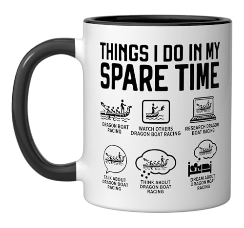 Taza cerámica Dragon Boat Racing 11 oz negro/blanco miniatura 1