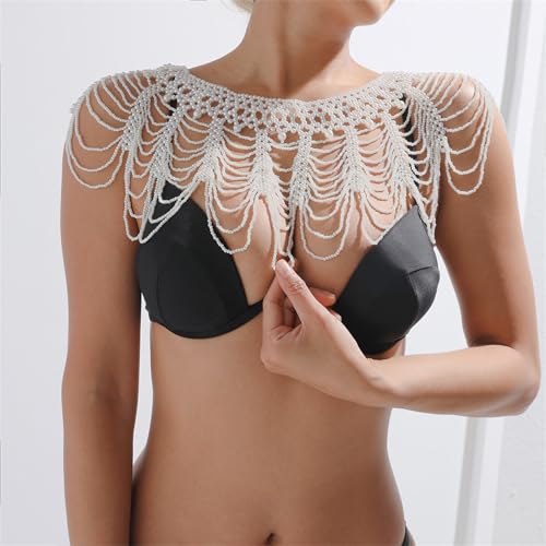 Pearl Beaded Shawl For Female Wedding Shoulder Wrap Pashmina For Women Wrap Cloak For Evening Banquets Night Gowns Shawl3