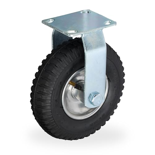 Roue pneumatique 2.50-4 avec roulette fixe en caoutchouc noir et argent