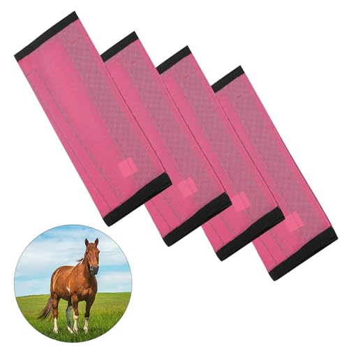 Botas com mosca de cavalo, conjunto de 4 leggings de malha respirável para cavalos para evitar mosca