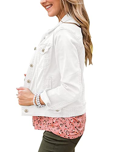 GRAPENT Women's Basic Button Down Long Sleeve Stretchy Jean Trucker Denim Jacket3