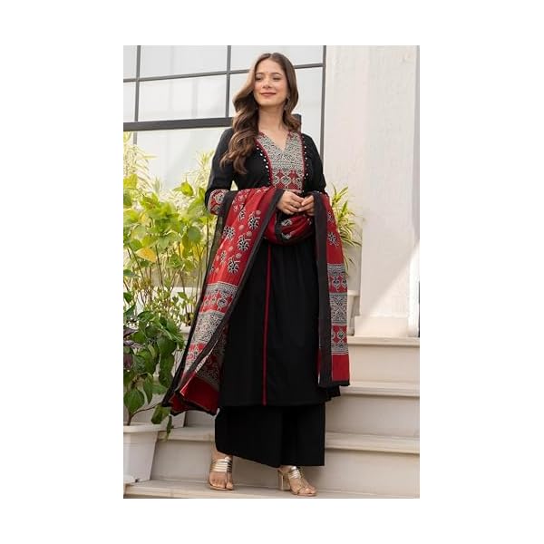 amayra womens pure cotton a line kurta set with palazzo pants dupattaethnic wearkurti suit set for women