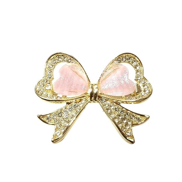 Elegant Bow Brooch for Women – Multicolor Rhinestone Pastel Heart Saree Pin, Fancy Scarf Clip, Stylish Bridal Jewelry for Wedding, Party, Dupatta, Coat & Blazer Outfits (1PCS)
