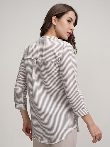 Image of Tokyo Talkies Women's Colorful Striped Shirt-Style Top | Colorful Accents with A Relaxed Yet Structured Fit for A Fresh Look | Tops for Woman | Women Tops | Stylish Top