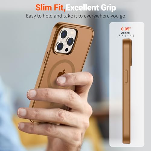 Image of SUPFINE Magnetic for iPhone 15 Pro Case (Compatible with MagSafe) (Military Grade Drop Protection) Translucent Matte Shockproof Phone Cover,Brown