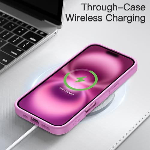 Image of JETech Matte Cover Case for iPhone 16 Plus 6.7-Inch, Shockproof Military Grade Drop Protection, Frosted Translucent Back Phone Cover, Anti-Fingerprint (Pink)