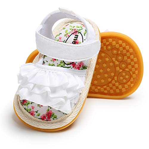 Morbido Infant Baby Girl Sandal Premium Soft Rubber Sole Anti-Slip Summer Bow Shoe Toddler Flats First Walkers Crib Shoe