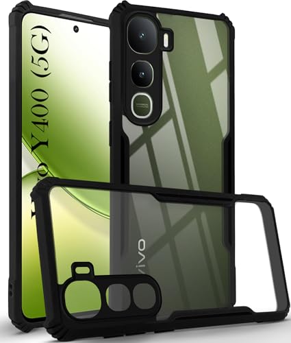Image of Jkobi Hybrid Back Cover Case for Vivo Y400 (Shockproof with Polycarbonate Clear Panel | Professional Black)