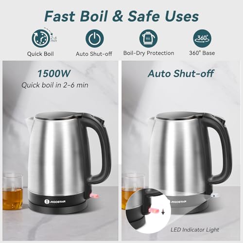 Compare Aigostar Electric Tea Kettle, 1.7L Stainless Steel Electric
