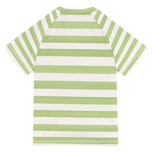 Green and White Simple Stripe Girls Bathing Suit Sun Protection Activees Swimwear Beach Tops 3T2