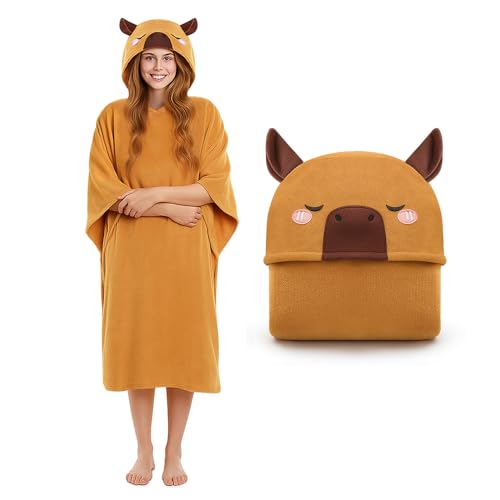Cute Animal Surf Poncho Changing Towel Surf Robe Bath Towel Plus Size Quick Dry Cover-Up for Women Men
