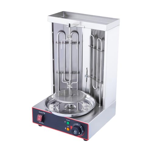 HAKKA Shawarma Grill Electric Rotisserie Oven with 360Rotating Stainless Steel Vertical Kebab Maker for Kebabs Chicken Skewers and Roasts 2800W/29.5x30x48.5cm