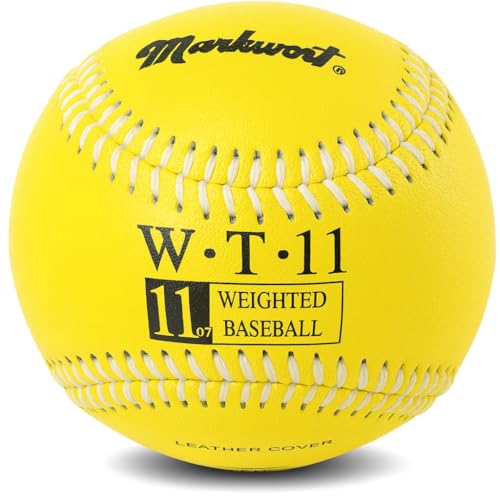 Balle de baseball lestée 9-Inch Markwort jaune en cuir pour entraînement de lancer