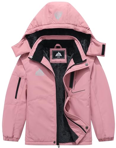 SOBAPRA Kids Waterproof Ski Jacket Warm Winter Snow Coat Boys and Girls Fleece Hooded Snowboarding Jacket