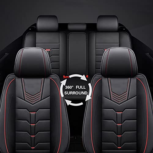 Ikabevem Car Seat Covers Fit For Jeep Compass 2018-2023 Full Set Faux Leather Seat Cover 2 Rows 5 Seats Waterproof Seat Cushion Protector (Black & Red Line) #TOP5
