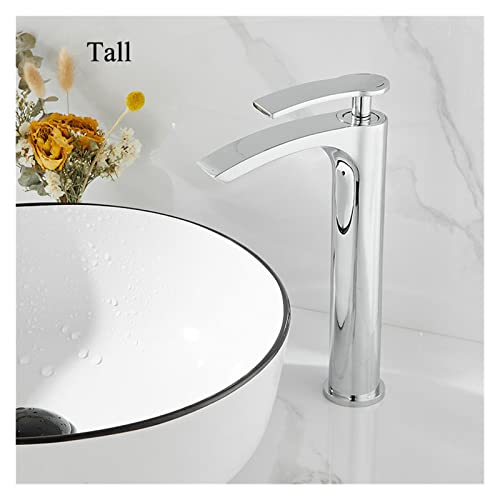 Mélangeur d'eau en laiton chromé au design épuré pour vasque - 3