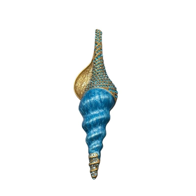 Spilla Vintage A Conchiglia In Smalto E Diamanti(Blue)