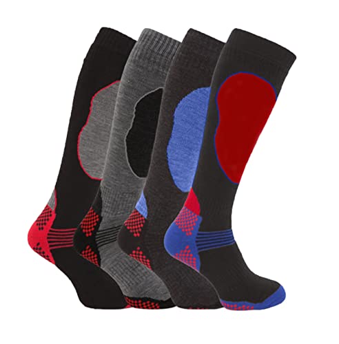 Bonjour 4 Pairs of Boys High Performance Thermal Ski Socks Multi (9-12 & 12-3)