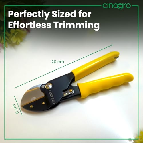 Image of Cinagro 8.5 Inch Anvil Pruner, Ultra Sharp Hardened Steel Blade, Cuts Up to 3 /4 Inch Branches, Garden Hoses or PVC Pipes, Full Metal Body, Anti-Slip Ergonomic Grip, Single-Hand Lever Operation
