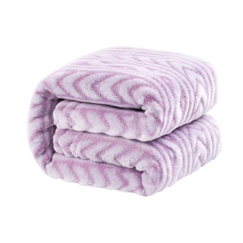 Image of NTBAY Plush Flannel Baby Blanket, Soft and Warm Toddler Blanket with Wave Pattern for Stroller, Crib, Travel, 30x40 Inches, Lavender