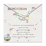 Serotonin Molecule Necklace Dopamine Molecule Necklace Chemical Structure Necklace Science Inspired Jewelry Olecular Symbol Silver Molecule Necklace Inspirational jewelry Happiness (Silver Serotonin)