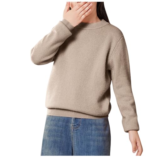 Girls Sweaters Cute Crewneck Pullover Trendy Casual Plain Knit Long Sleeve Tops for Teen Fall Fashion Kids Clothes