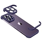 tharlet for iPhone 14 Pro Max Case with Lens Camera Protector, Frameless Four Corner Fall Protection Mat Soft TPU Silicone Cover Slim Shockproof Thin Lens Protection Case-Purple