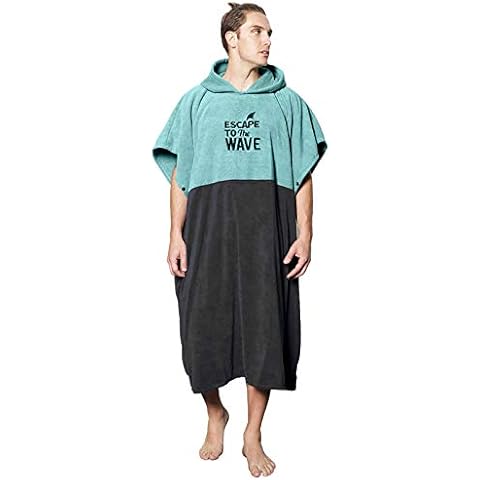 Vulken Extra Large Teal Blue Thick Hooded Beach Towel Changing Robe. Surf Poncho Men for Easy Change in Public. Quick Dry Microfiber Towelling for The Beach, Pool, Lake, Water Park. L/XL Cover