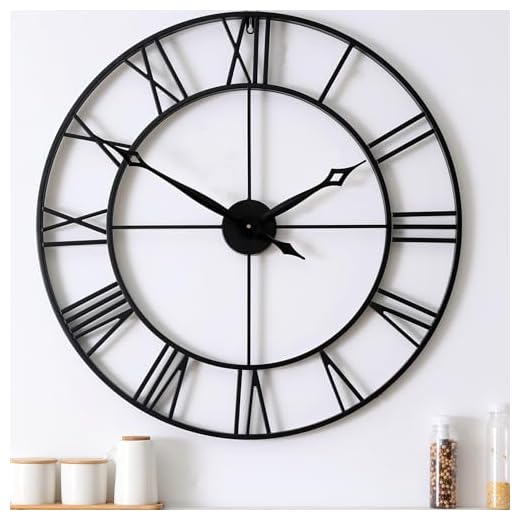 30 Inch Large Wall Clock Modern, Oversized Roman Numeral Decorative Art Metal Wall Clock, Big Black Wall Clocks for Living Room Decor, Farmhouse Home Decor,Office (30")