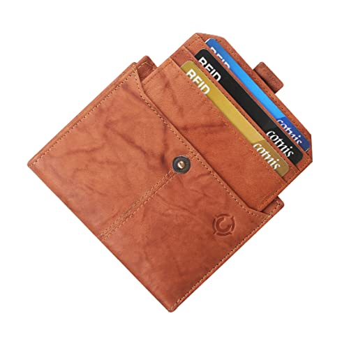 Image of Men's Button Lock Leather Wallet Vertical Bifold Wallets for Men with Multiple Cards Slots and Coin Pocket| Wallet with Card Holder for Men