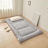 PeKmaR Matelas de Sol Tatami Simple Épais Futon Japonais Portable Enroulable Pliable pour Garçons Filles Dortoir Étudiant Adulte, Gris, 100x190cm