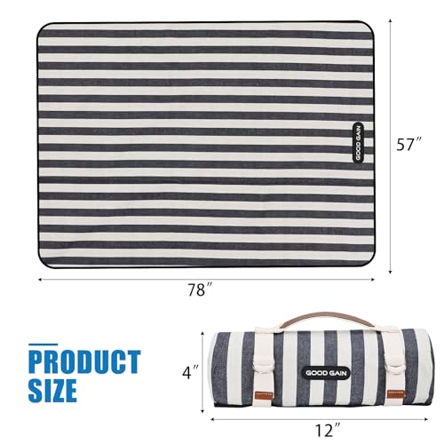 Picnic Blankets Outdoor Extra Large - Waterproof Picnic Blanket with Carry Strap | Machine Washable Picnic Mat with Sandproof Backing for Park,Grass,Hiking,Travel,Concerts,Indoor(Aegean Blue)