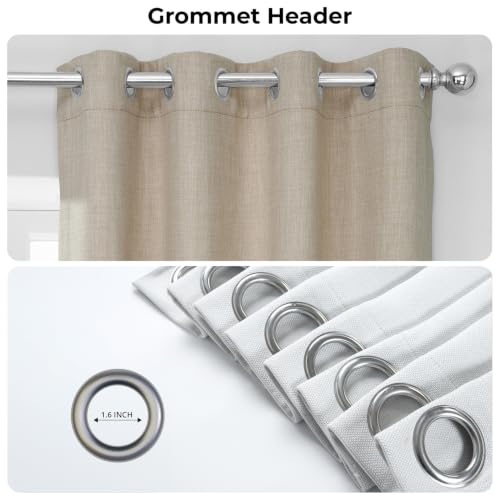 Image of HPD Half Price Drapes - Grommet Faux Linen Curtains for Living Room (1 Panel) - 50W X 96L - Textured Room Darkening Curtains for Bedroom 96 Inches Long - Drapes for Home Decor, Thatched Tan