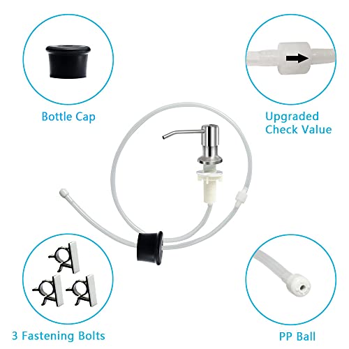Image of Soap Dispenser for Kitchen Sink, Brushed Nickel Countertop Soap Dispenser Pump, 47 inch Silicone Extension Tube Connect to The Soap Bottle Directly, Say Goodbye to Frequent Refills (Brushed Nickel)