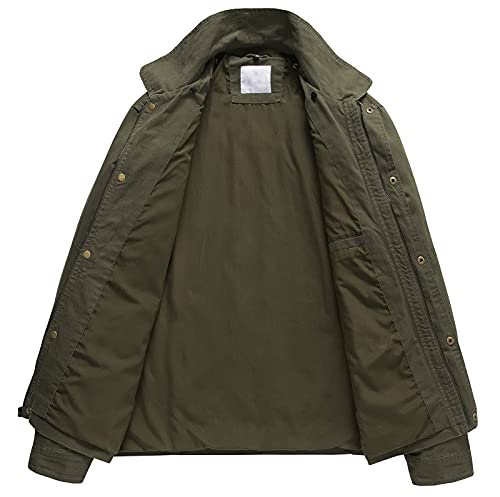 Pursky Mens Military Style Cotton Lightweight Jackets For Fall And Winter Work Clothing S Army Green #TOP3