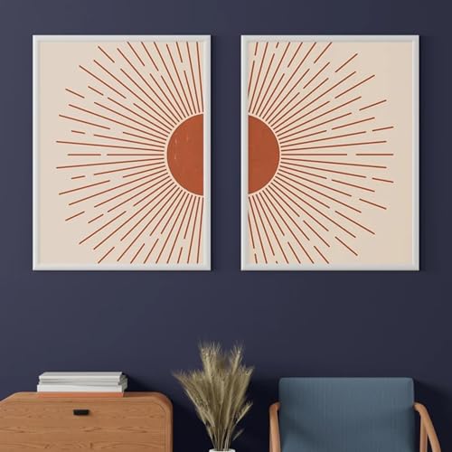 Affiche de peinture décorative Boho Sun tableau scandinave impression toile salon moderne 55x75