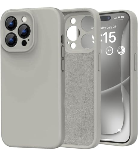 Image of DIZORO Compatible with iPhone 15 PRO MAX Camera Protection Case 6.7, Slim Liquid Silicone Case 3 Layers Full Covered Soft Gel Rubber Phone Case Protective Cover - Natural Titanium